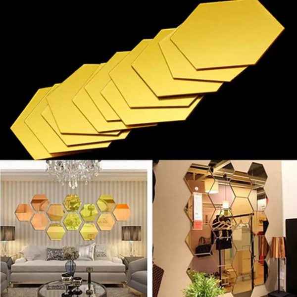 3d Acrylic Hexagon Simple Mirror - Lightweight Mirror