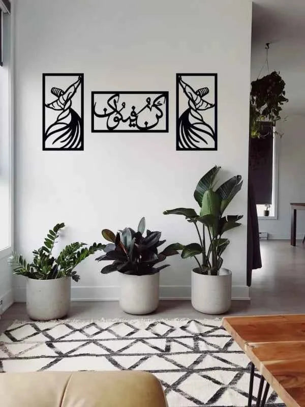 (3pcs Set) 3d Wooden Wall Calligraphy Kun Faya Kun Wall Art Decorations For Home, Living Rooms, Bedrooms, And Offices Perfect For Gifting