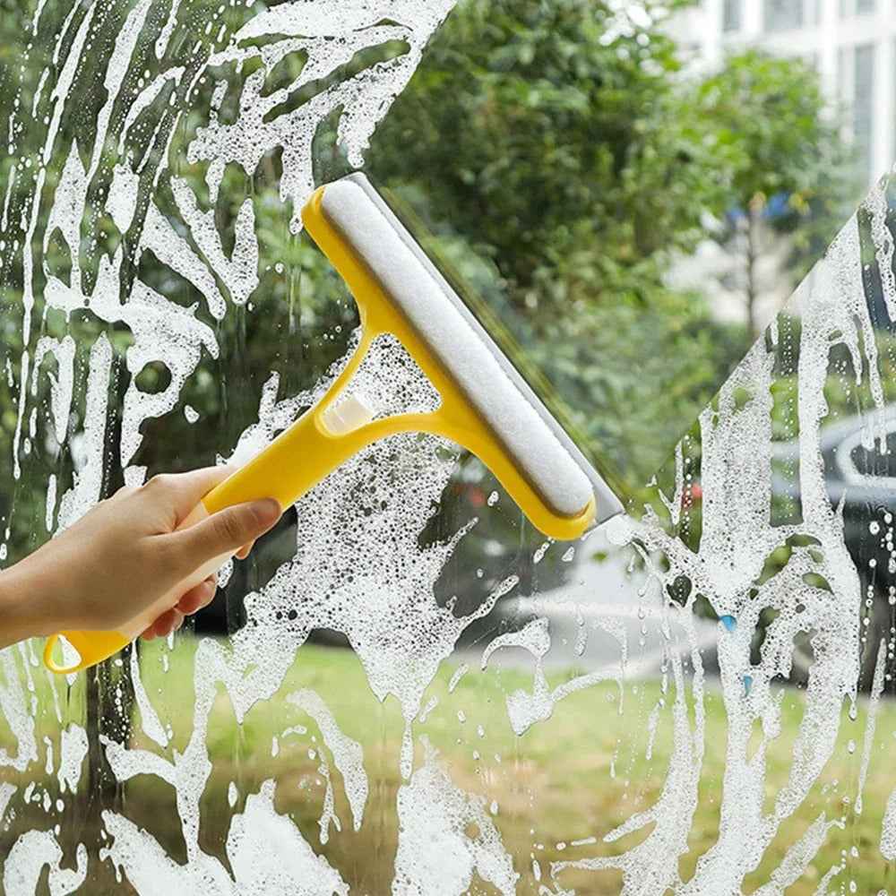 3 in 1 Window Cleaning Squeegee Multi Function Glass Mirror Wiper with Spray Bottle