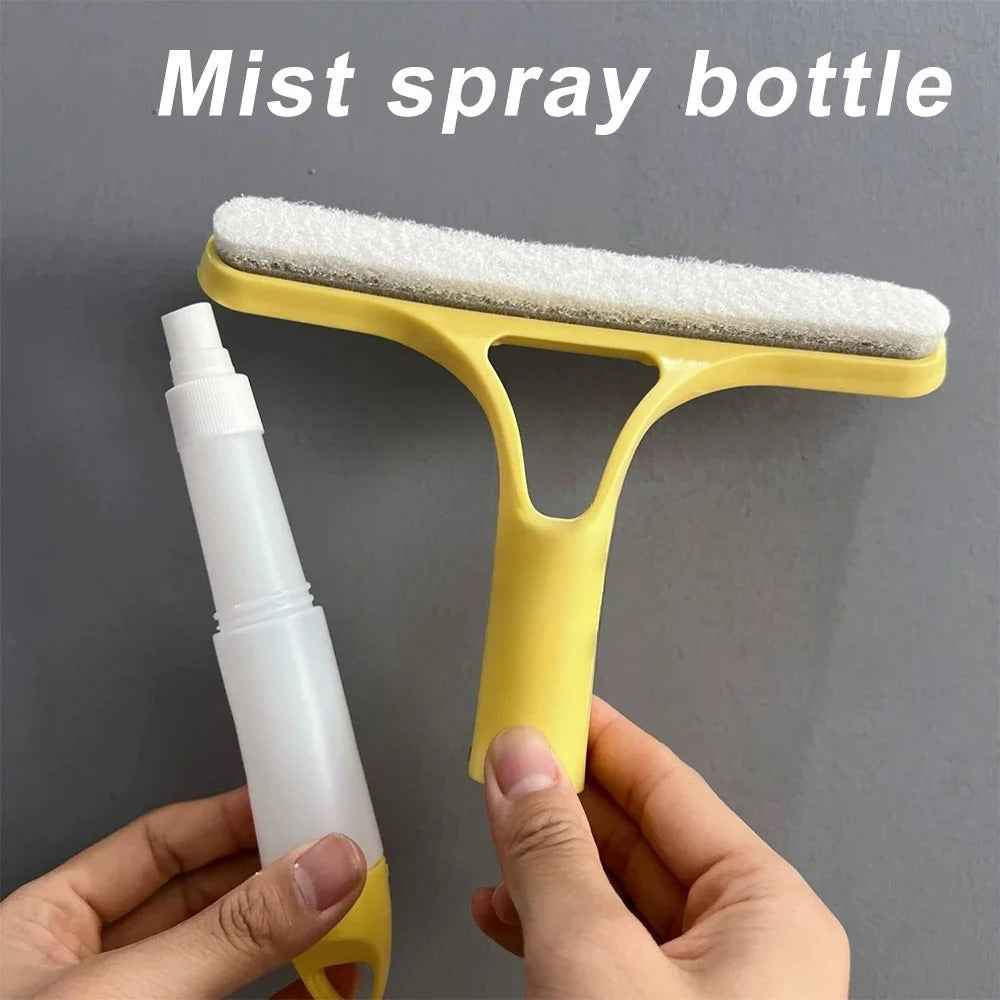 3 in 1 Window Cleaning Squeegee Multi Function Glass Mirror Wiper with Spray Bottle